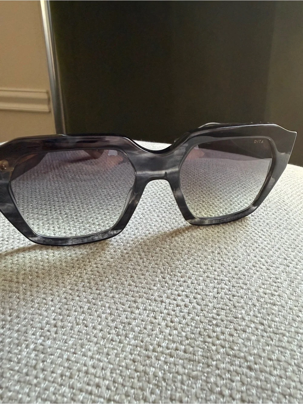 Dita Tetra-Maker Oversized Square Sunglasses in Tortoiseshell Gray